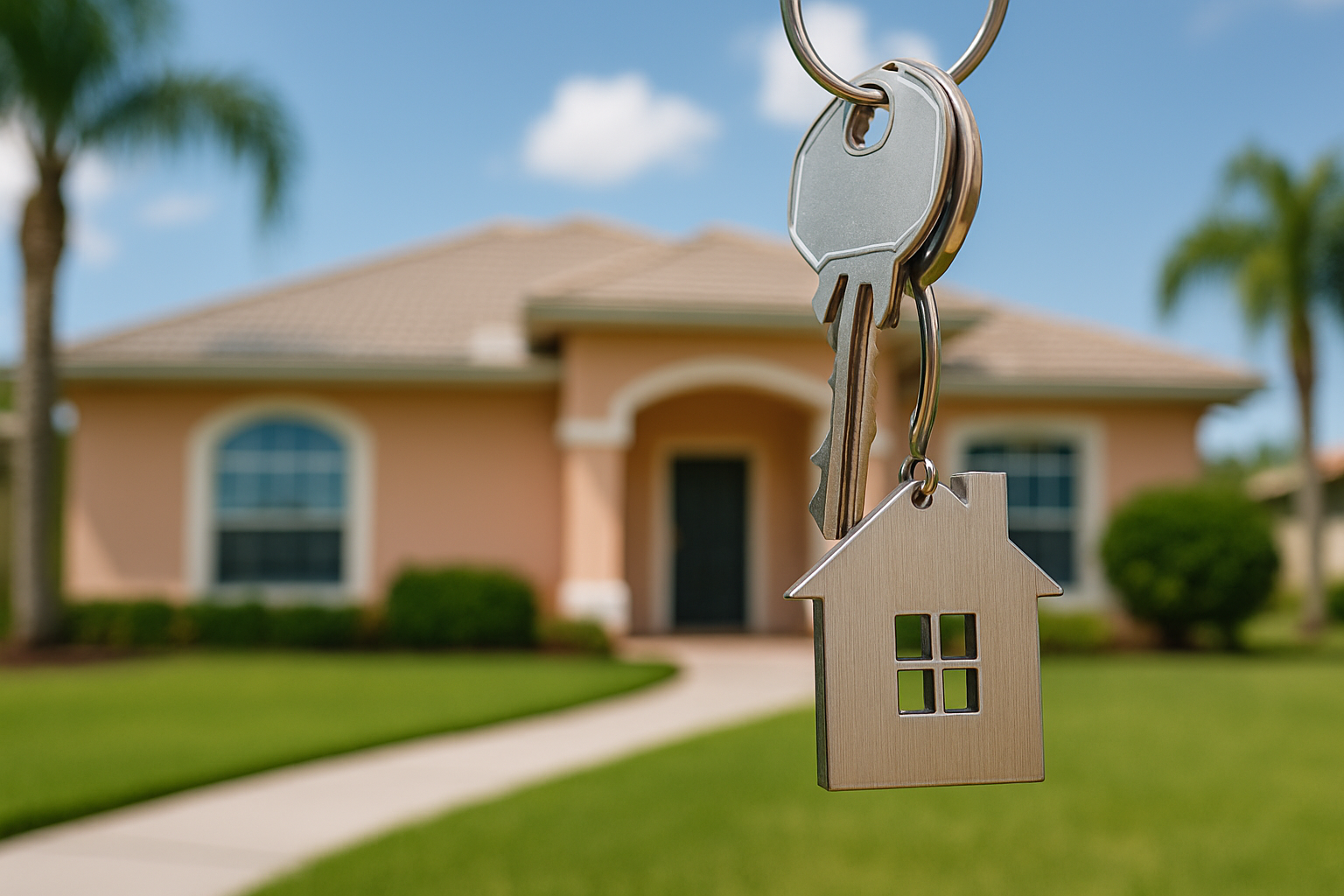 Graphic of a house with keys, representing buying a home in Florida with little or no money down